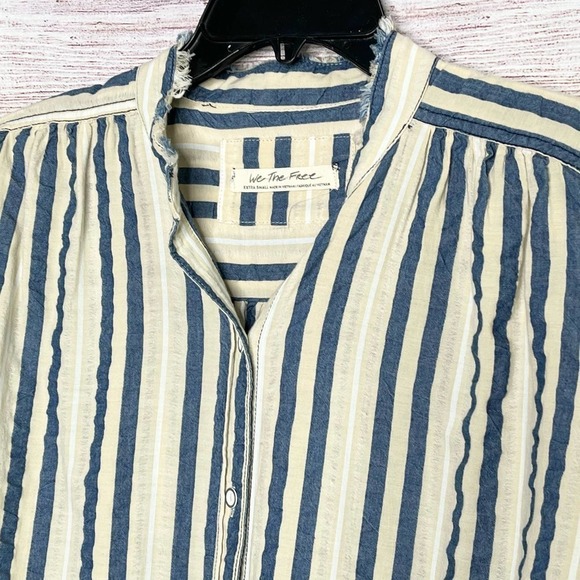 We The Free Striped Button Down Oversized Cotton Women's Shirt XS - Picture 8 of 12